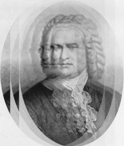 Portrait of JS Bach, modified with an echo-like effect